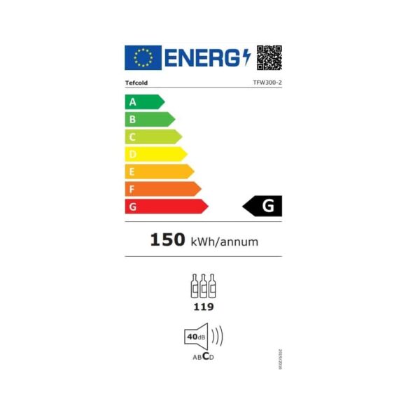 Racitor pentru vinuri frameless Dual Zone, 119 sticle, TEFCOLD, TFW300-2F, negru