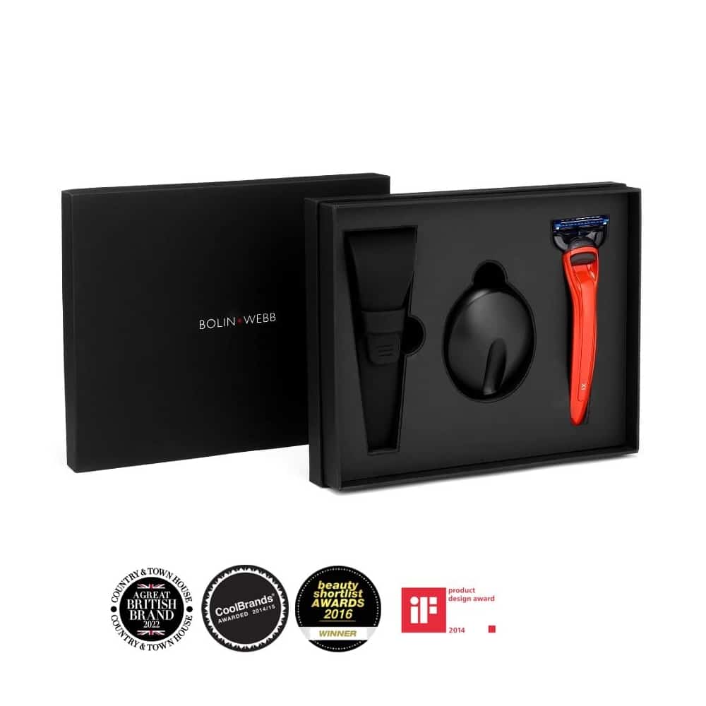 Set aparat de ras cu suport X1, Bolin Webb - Cooper Red