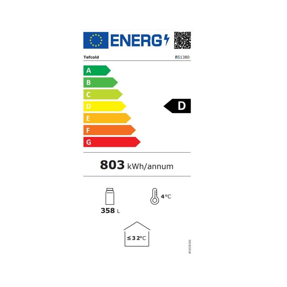 Vitrina frigorifica, TEFCOLD, FS1380, 347 litri, inox