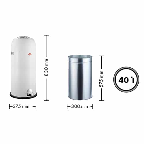 Cos de gunoi cu pedala, WESCO Germany, Kickmaster Maxi, 40 litri, 1 compartiment, gri