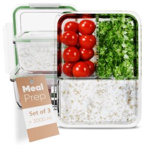 Set 3 caserole sticla compartimentate, Classbach, C-FHDM4021G, 3 X 1000 ml