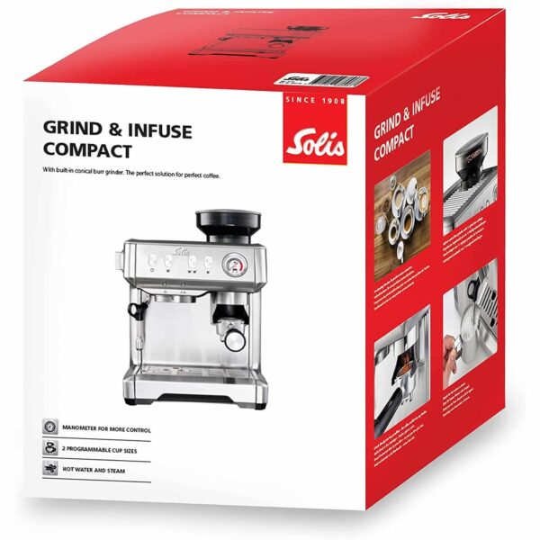 Espressor semiautomat cu rasnita, Solis, Grind&Infuse Compact, 220 g, inox