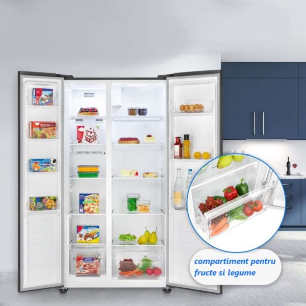 Frigider side by side, Bomann, SBS7344N, 442 litri, negru
