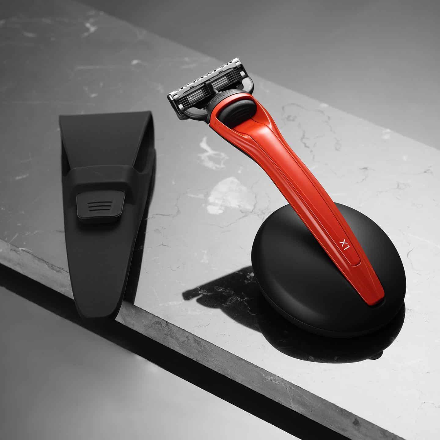 Set aparat de ras cu suport X1, Bolin Webb - Cooper Red