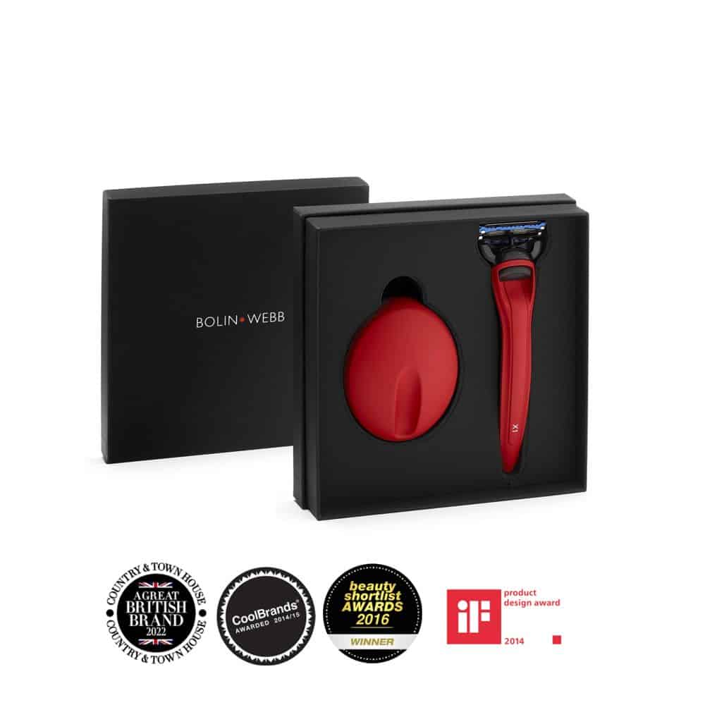 Set aparat de ras cu suport X1, Bolin Webb - Matte Red