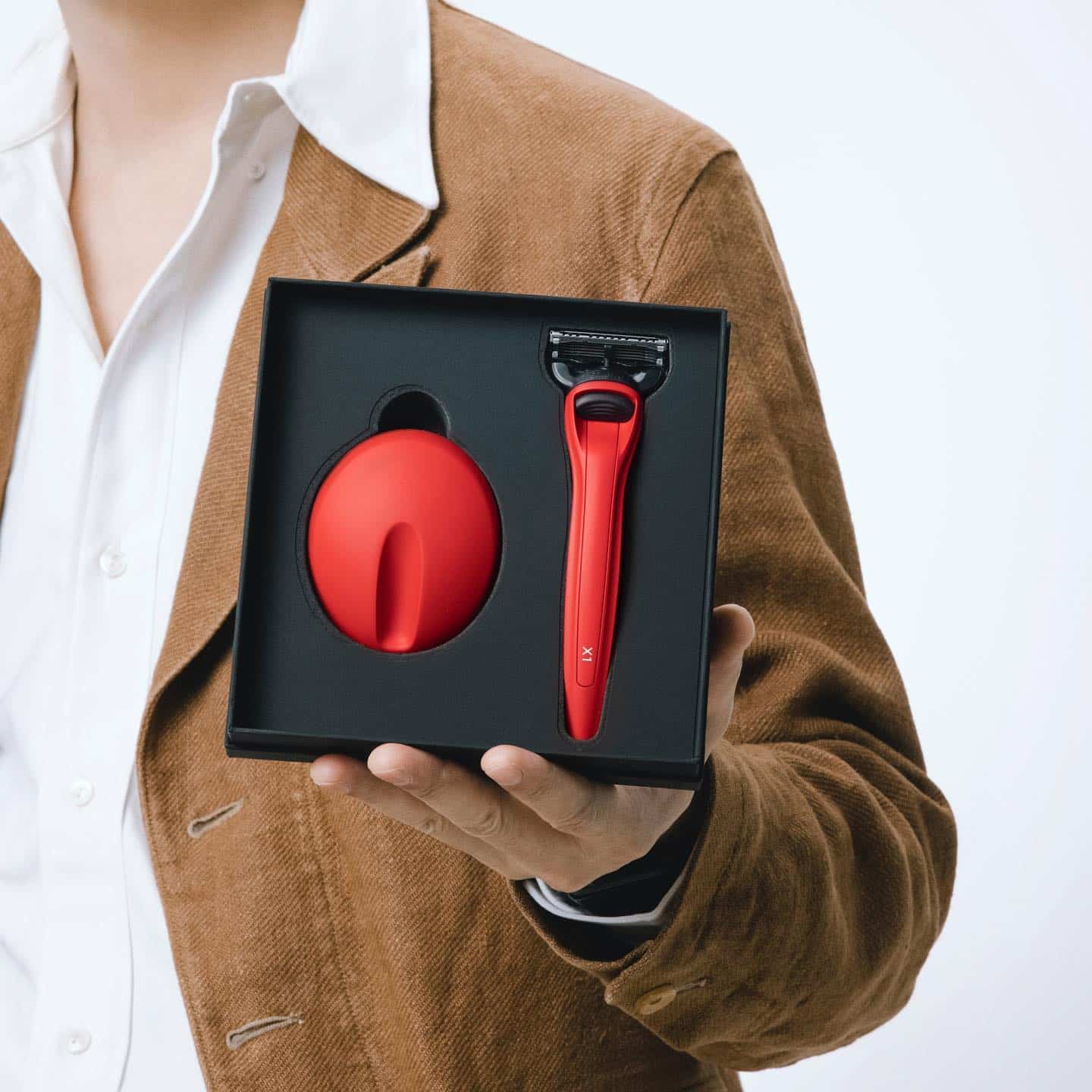 Set aparat de ras cu suport X1, Bolin Webb - Matte Red