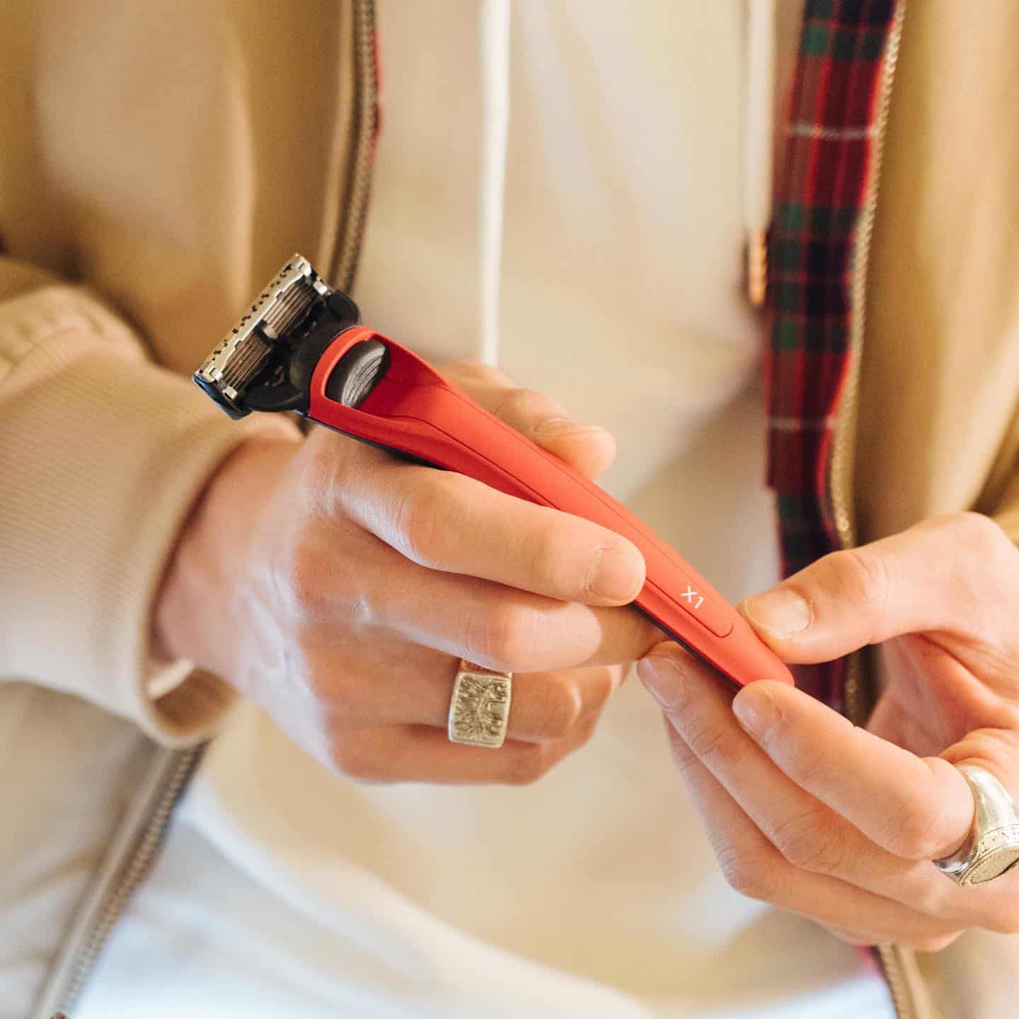 Set aparat de ras cu suport X1, Bolin Webb - Cooper Red