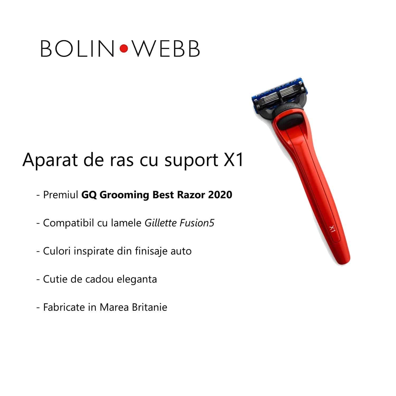 Set aparat de ras cu suport X1, Bolin Webb - Cooper Red