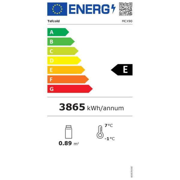 Vitrina frigorifica cu perdea de aer, TEFCOLD, MCX90M, 370 litri, inox