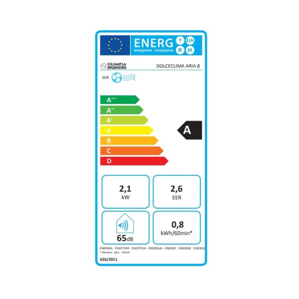 Aparat de aer conditionat portabil, Olimpia Splendid, Dolceclima Aria 8, 8000 BTU, alb