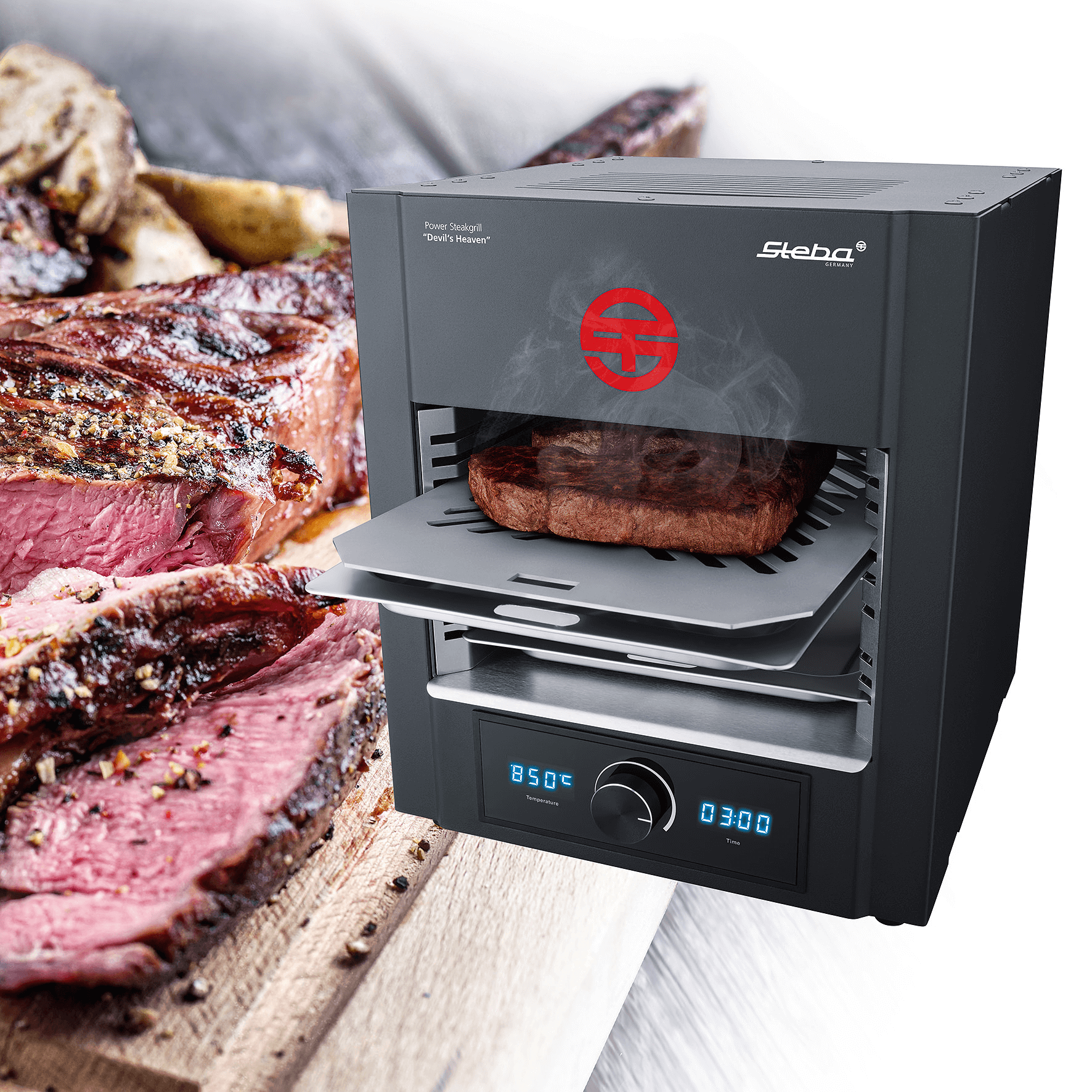 Gratar electric cu temperatura inalta Devil`s Heaven, Steba Germany - PSM2000, negru