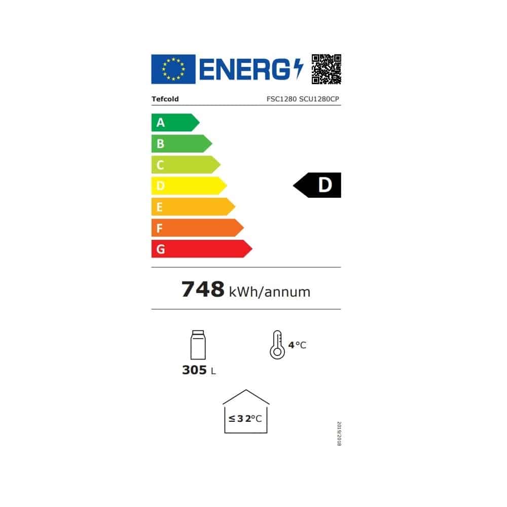 Vitrina frigorifica, TEFCOLD, SCU1280CP, 260 litri, negru