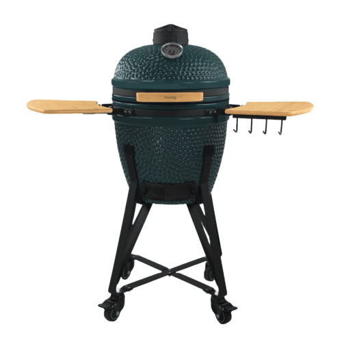 Gratar ceramic cu carbuni si termometru integrat, H.Koenig, Japanese Kamado BBQ 18", Ø 46 cm, verde