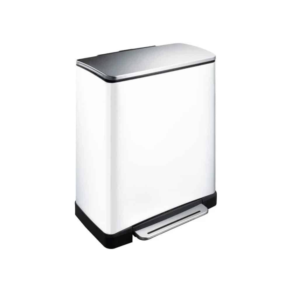 Cos de gunoi cu pedala, EKO, E-Cube, 28+18 litri, 2 compartimente, alb