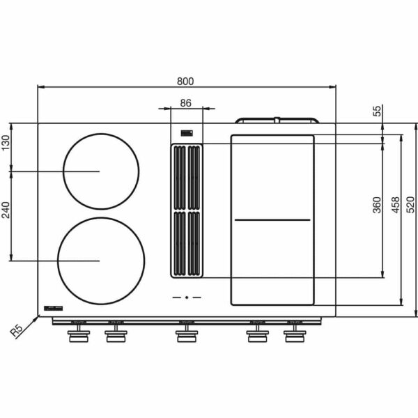 Plita electrica cu inductie incorporabila si hota integrata, Benthaus, ONYX, 4 zone, 75 cm, negru