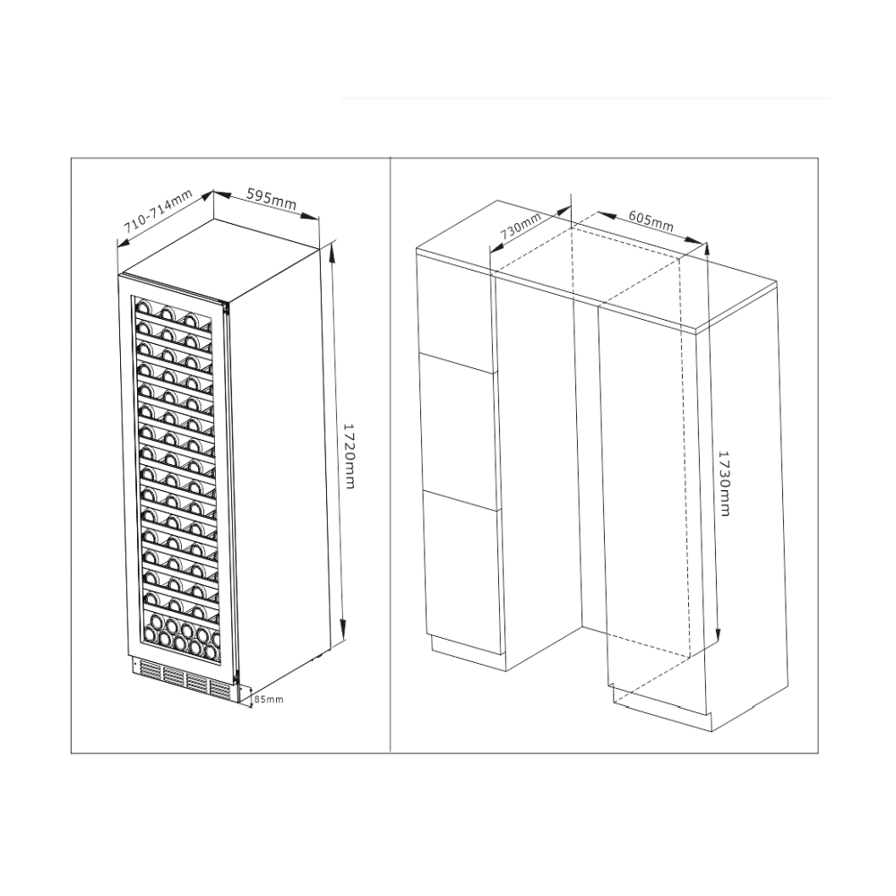 Racitor de vinuri Dual Zone, 154 sticle, CombiSteel, 7525.0035, negru