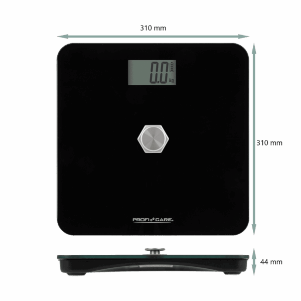 Cantar corporal de baie, Proficare, Kinetic Scale, sticla securizata, negru