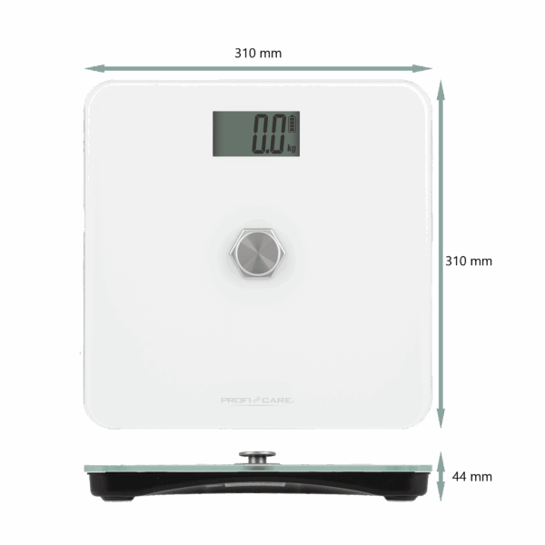 Cantar corporal de baie, Proficare, Kinetic Scale, sticla securizata, alb