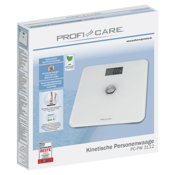 Cantar corporal de baie, Proficare, Kinetic Scale, sticla securizata, alb