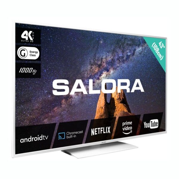 Televizor Smart LED 4K Ultra HD 43 inch, SALORA - 43MILKYWAY, alb