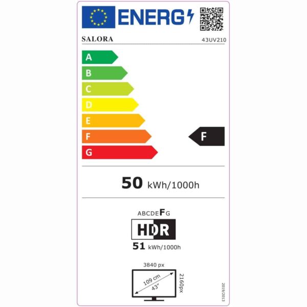 Televizor Smart LED 4K Ultra HD 43 inch, SALORA - 43UV210, negru