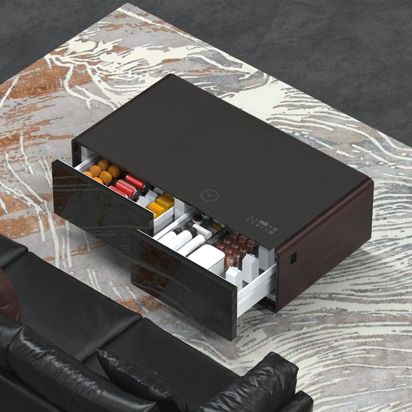 Masa frigorifica cu soundbar 3in1, Caso Germany, Sound & Cool, wenge