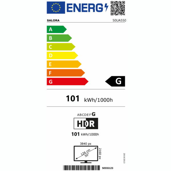 Televizor Smart LED 4K Ultra HD 50 inch, SALORA - 50UA550, negru