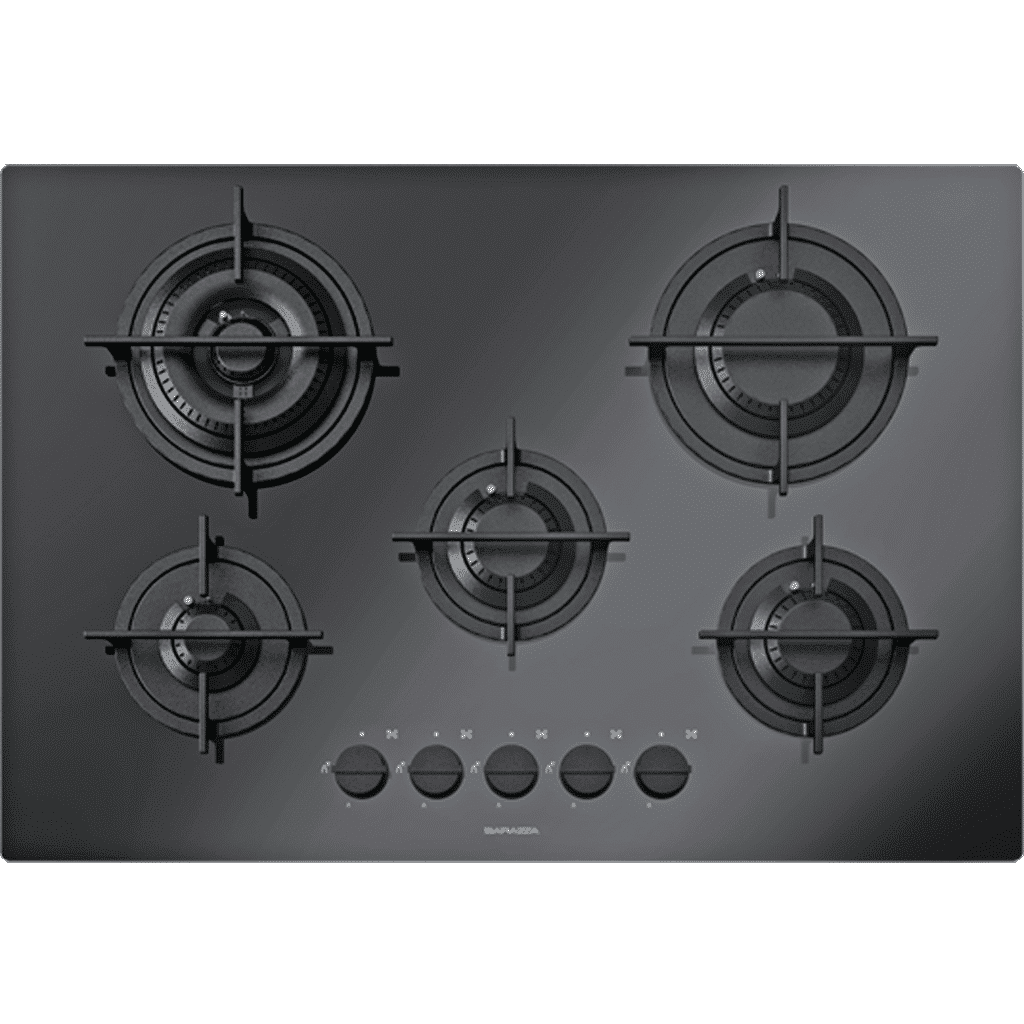 Plita incorporabila pe gaz, Barazza, Mood, 5 arzatoare, 75 cm, negru