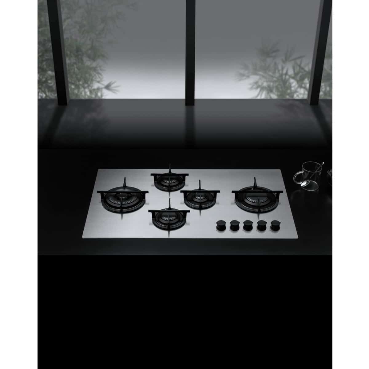 Plita incorporabila pe gaz, Barazza, Mood, 5 arzatoare, 75 cm, negru