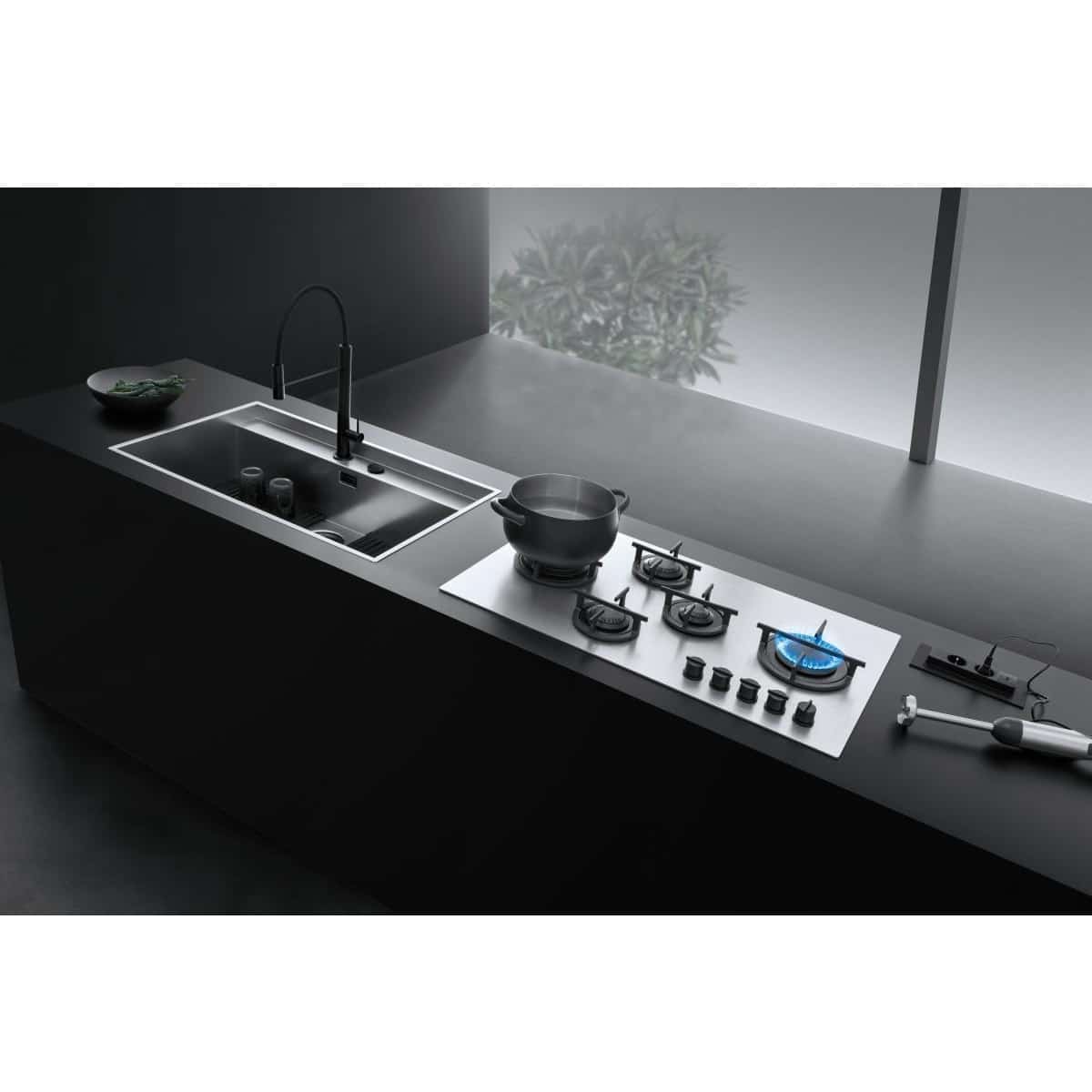 Plita incorporabila pe gaz, Barazza, Mood, 5 arzatoare, 75 cm, negru