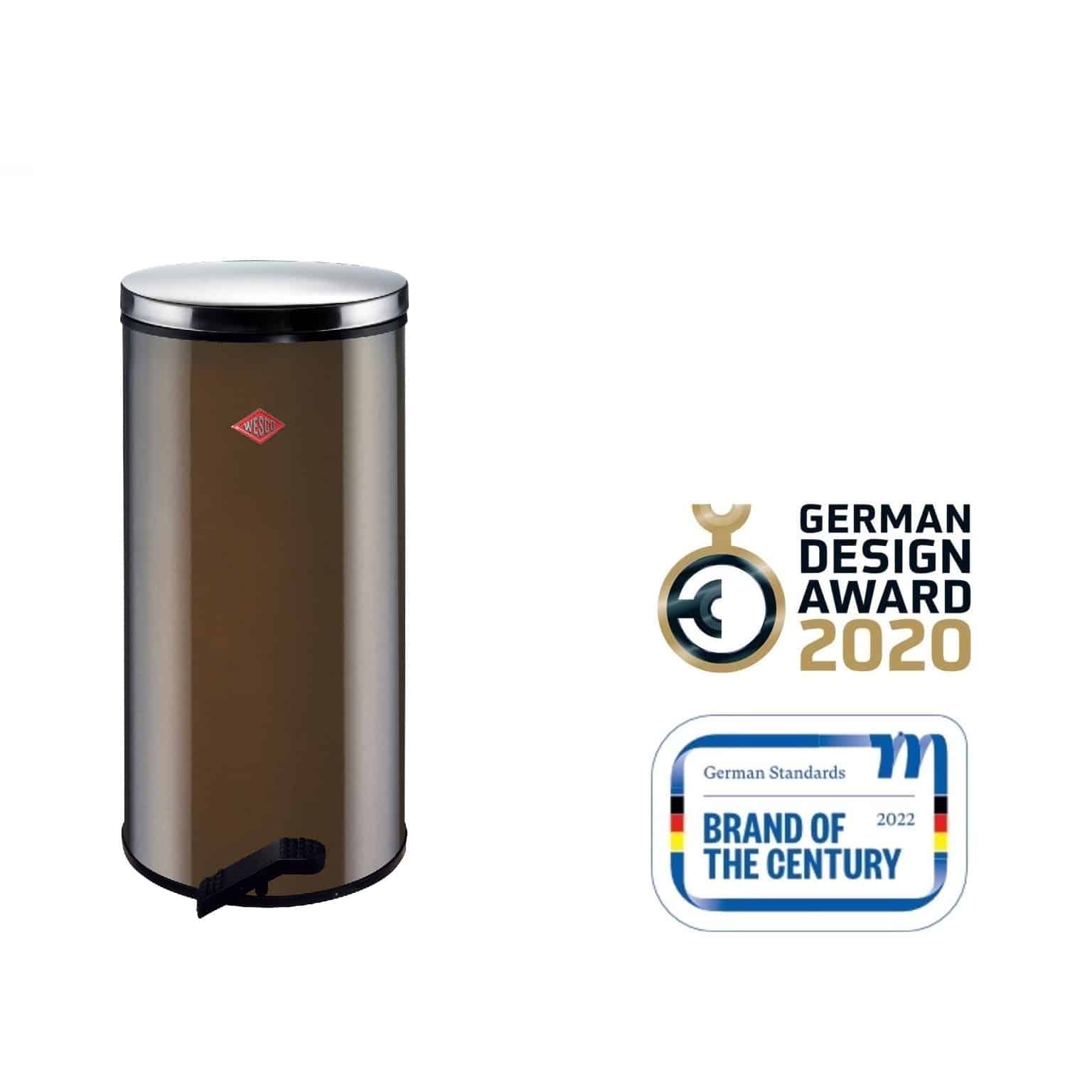 Cos de gunoi cu pedala, WESCO Germany, Pedal Bin 127, 22 litri, 1 compartiment, maro