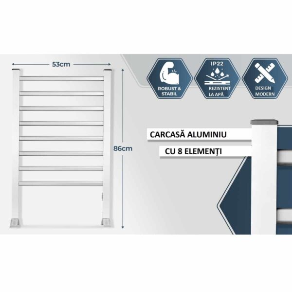 Radiator electric pentru baie, Proficare, PC-EHW3115, 125 W, gri