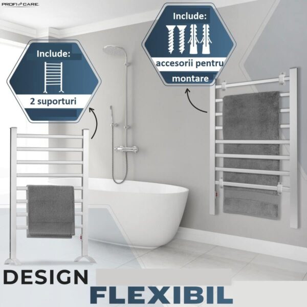 Radiator electric pentru baie, Proficare, PC-EHW3115, 125 W, gri