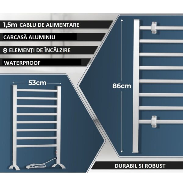 Radiator electric pentru baie, Proficare, PC-EHW3115, 125 W, gri