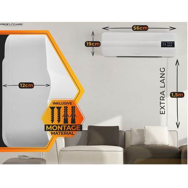 Aeroterma electrica de perete cu termostat, Proficare, PC-HL3116, 2000 W, alb
