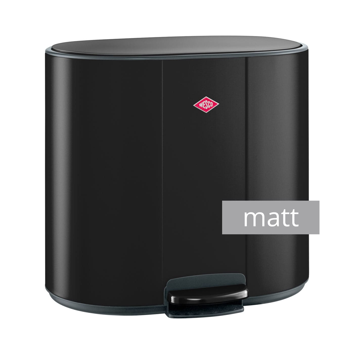 Cos de gunoi cu pedala, WESCO Germany, Multi Collector 2, 25+25 litri, 2 compartimente, negru mat
