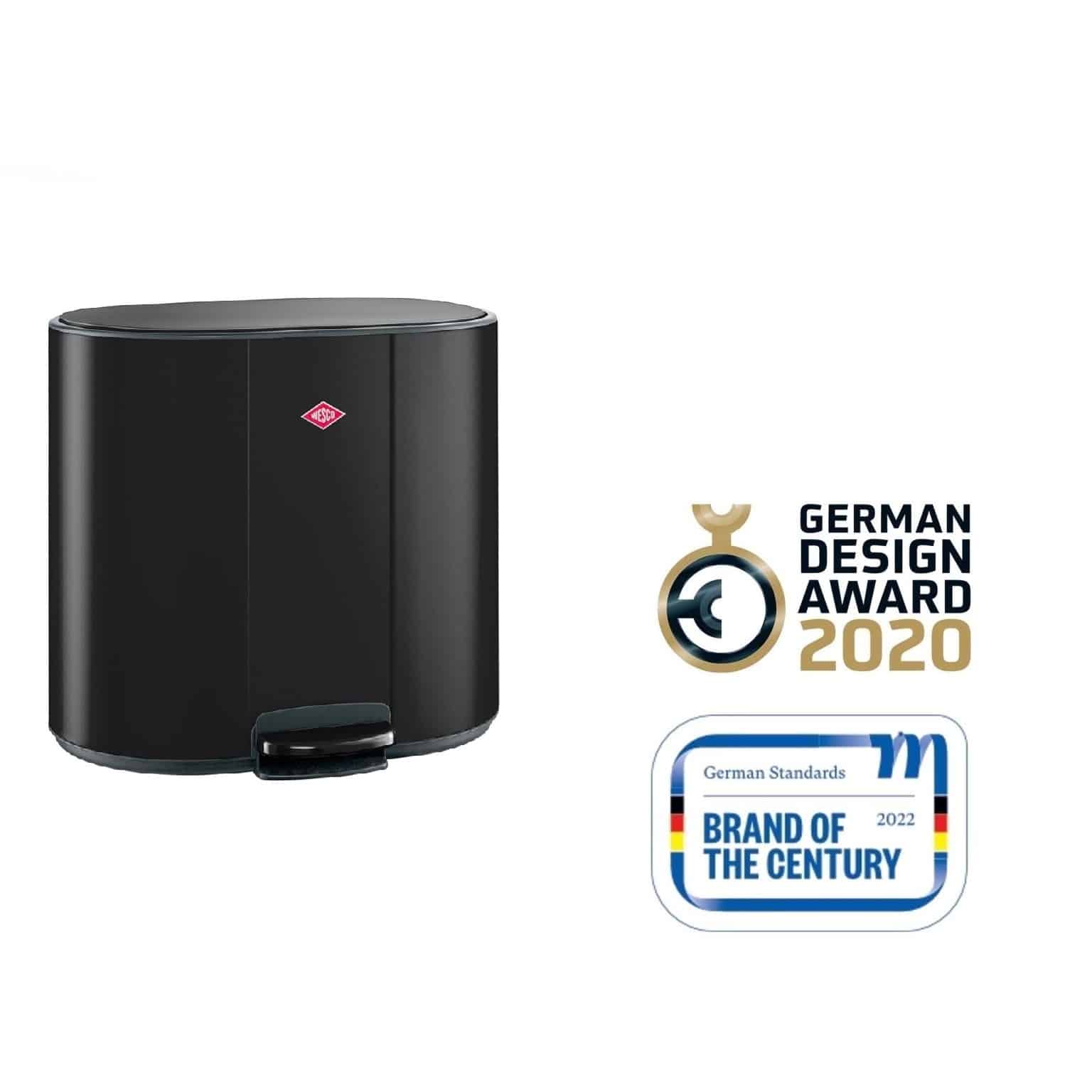 Cos de gunoi cu pedala, WESCO Germany, Multi Collector 2, 25+25 litri, 2 compartimente, negru mat