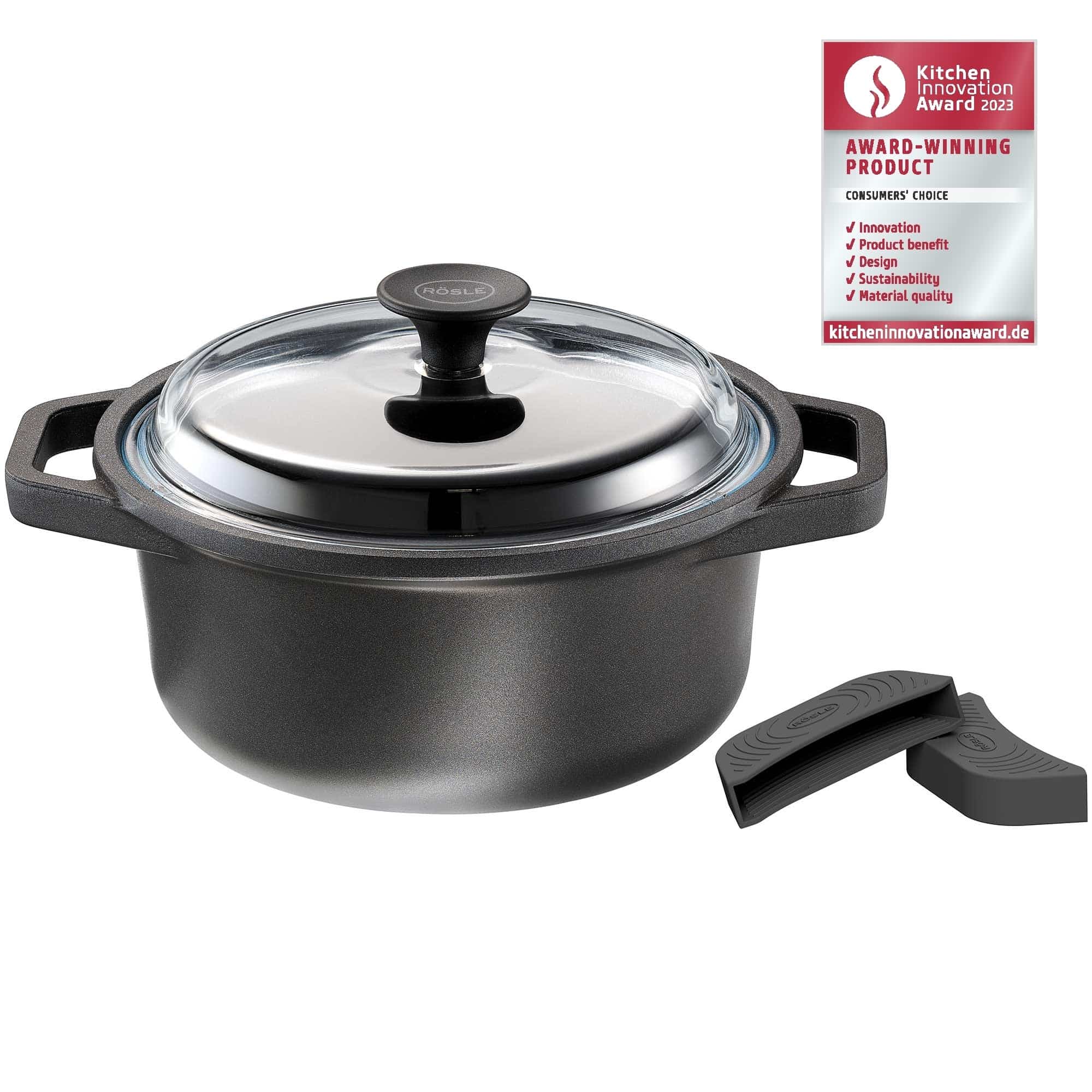 Oala de gatit cu capac, aluminiu turnat, 3.9 litri, Rosle, Cadini