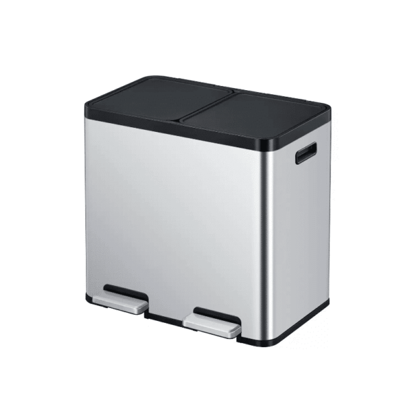 Cos de gunoi cu pedala, EKO, Essential, 22+22 litri, 2 compartimente, inox