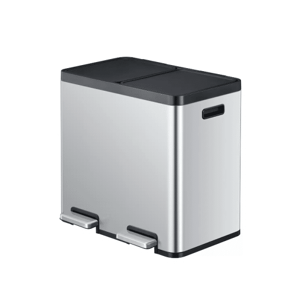 Cos de gunoi cu pedala, EKO, Essential, 22+22 litri, 2 compartimente, inox
