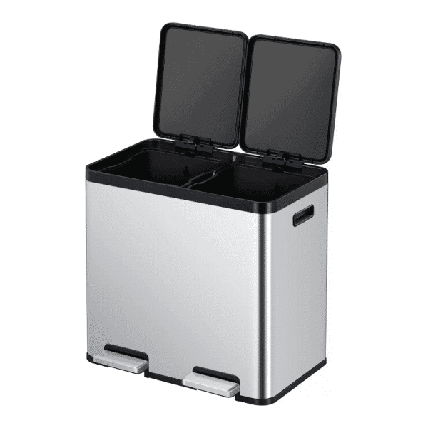 Cos de gunoi cu pedala, EKO, Essential, 22+22 litri, 2 compartimente, inox