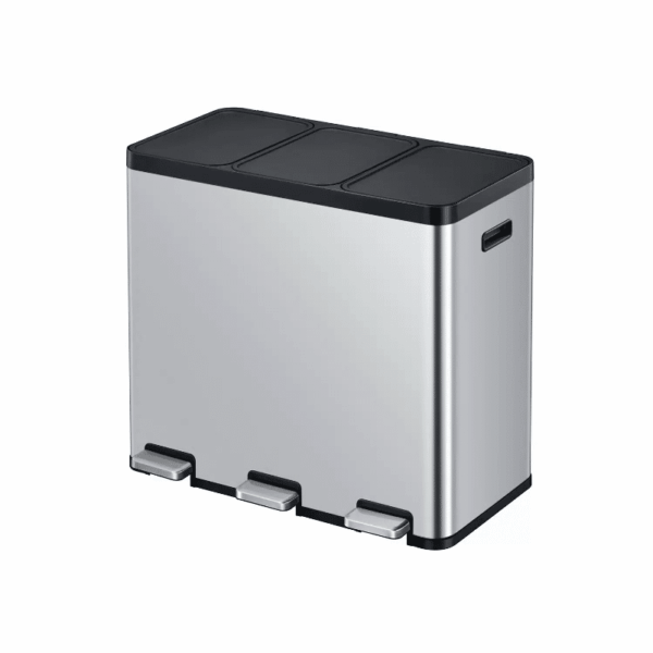 Cos de gunoi cu pedala, EKO, Essential, 20+20+20 litri, 3 compartimente, inox