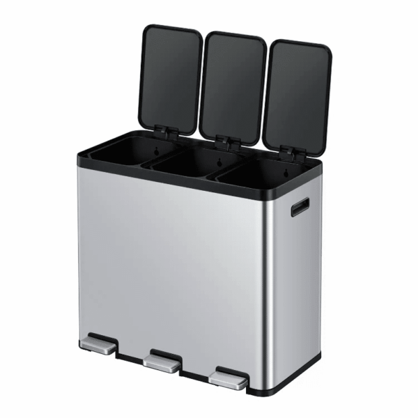 Cos de gunoi cu pedala, EKO, Essential, 20+20+20 litri, 3 compartimente, inox