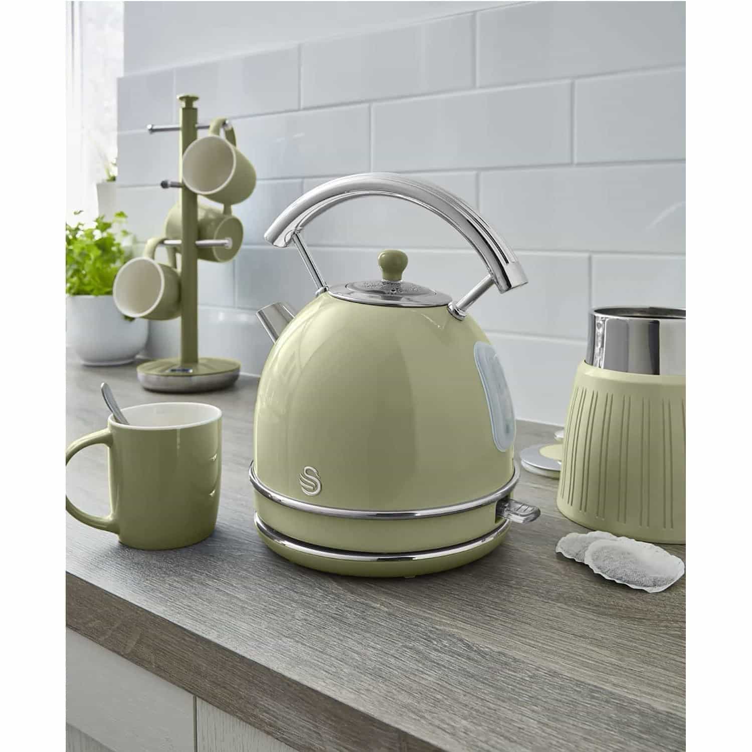 Fierbator apa, Swan, Retro, 1.8 litri, 2200 W, kaki