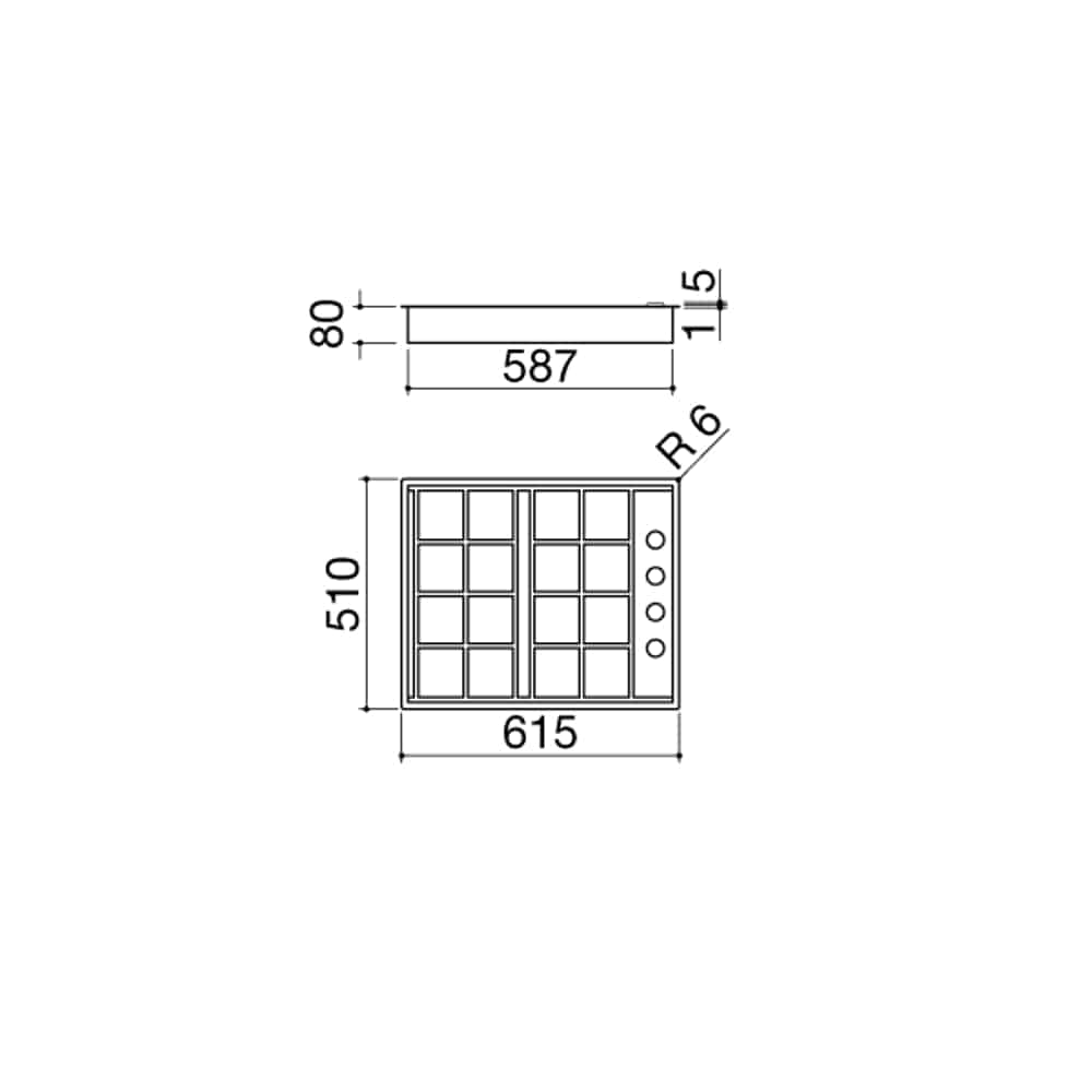 Plita incorporabila pe gaz, Barazza, 1PLB4, 4 arzatoare, 65 cm, inox