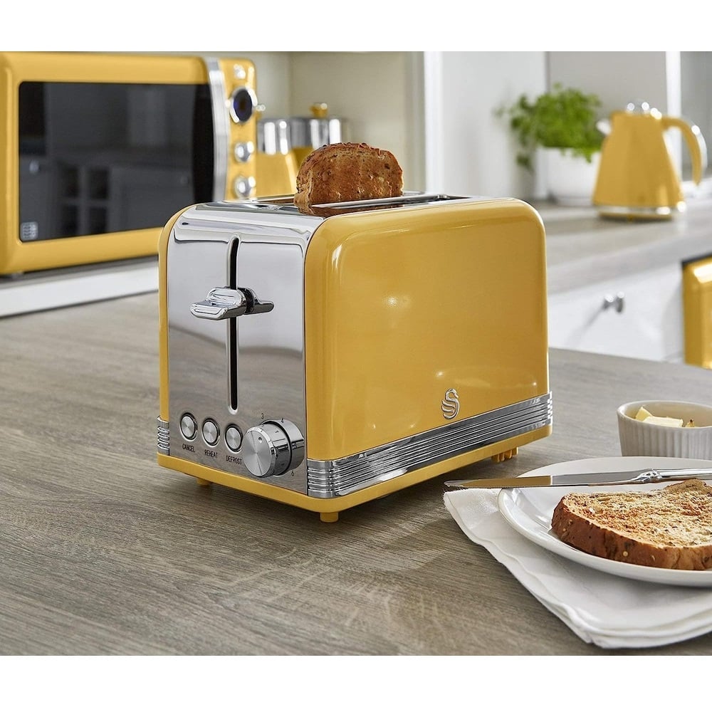 Prajitor de paine, Swan, Retro, ST19010YELNE, 2 felii, 815 W, galben
