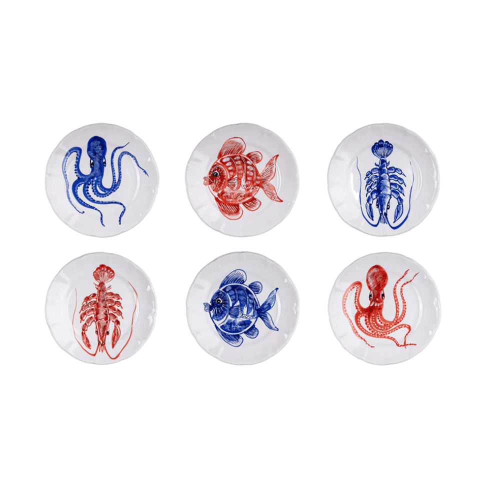 Set 6 farfurii Fish, Casa Amalfi - RBFDP01, alb