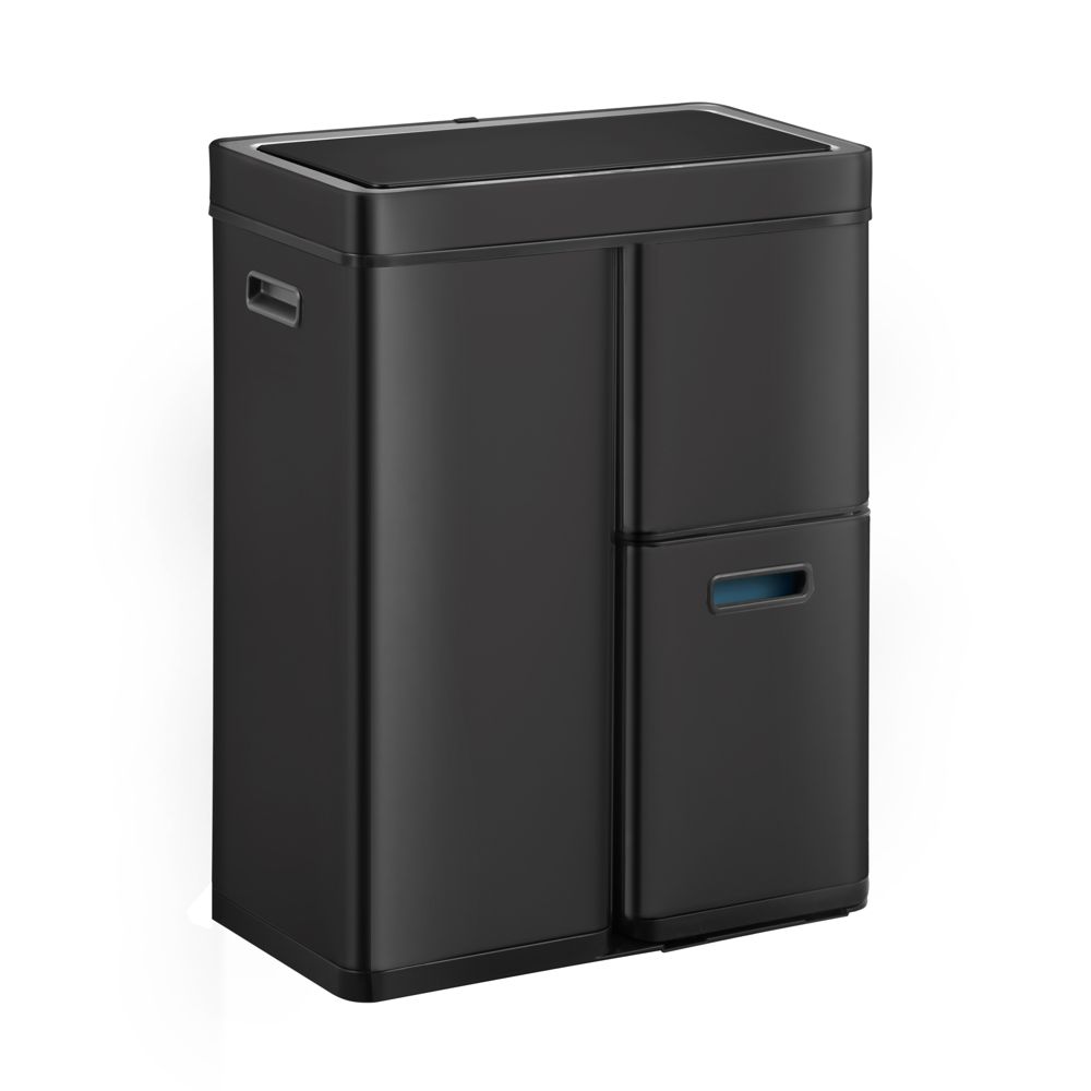 Cos de gunoi cu senzor, EKO, Mirage Plus, 30+15+15 litri, 3 compartimente, negru