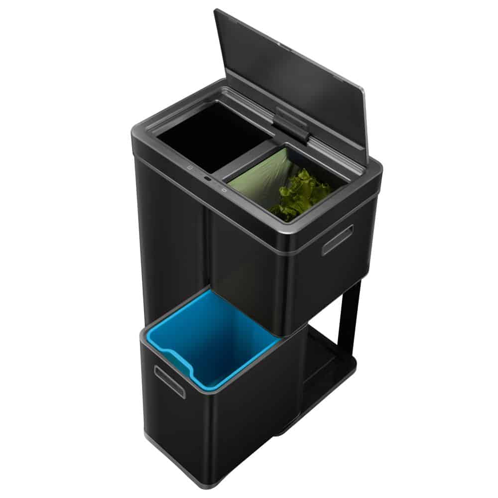 Cos de gunoi cu senzor, EKO, Mirage Plus, 30+15+15 litri, 3 compartimente, negru