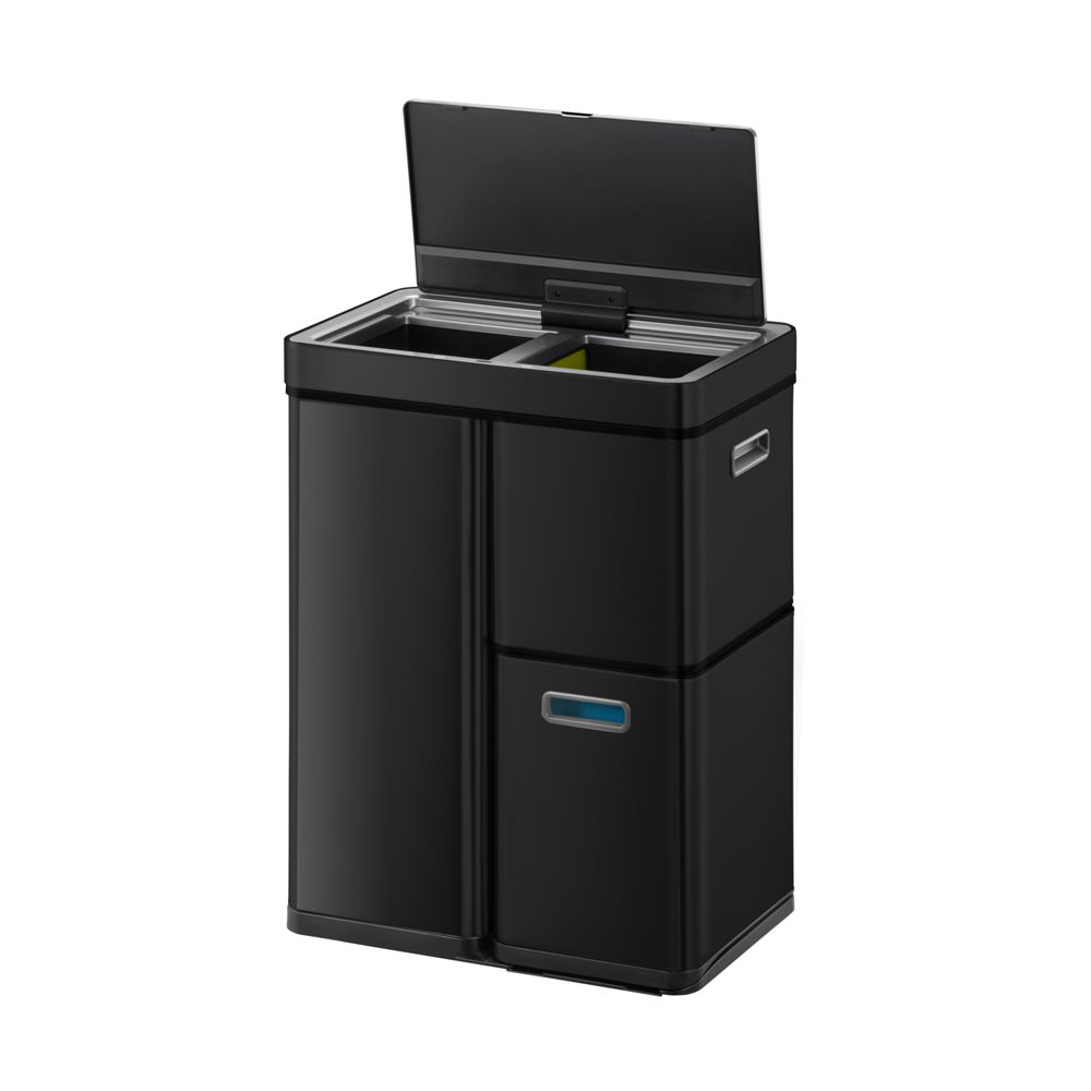 Cos de gunoi cu senzor, EKO, Mirage Plus, 30+15+15 litri, 3 compartimente, negru